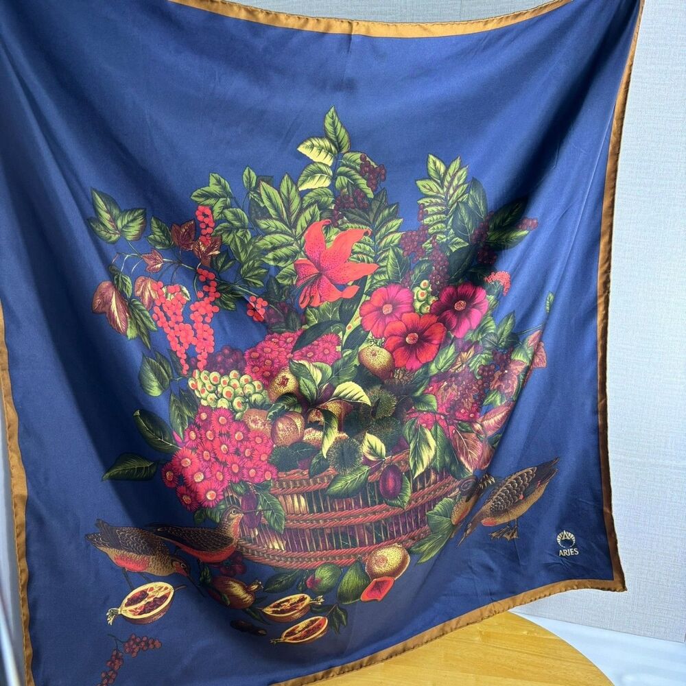 Stunning 35"x35" Silk Scarf | Aries | Hand Sewn Edges - Picture 6 of 9